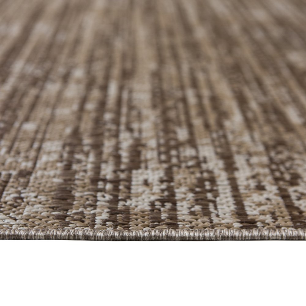 8' X 10' Brown and Ivory Striped Stain Resistant Indoor Outdoor Area Rug HomeRoots