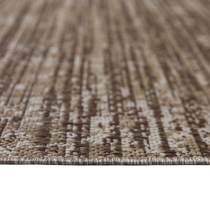 8' X 10' Brown and Ivory Striped Stain Resistant Indoor Outdoor Area Rug HomeRoots