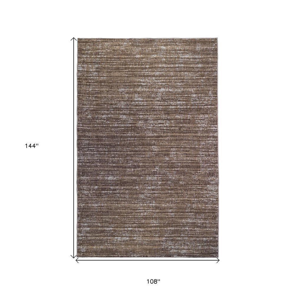 8' X 10' Brown and Ivory Striped Stain Resistant Indoor Outdoor Area Rug HomeRoots
