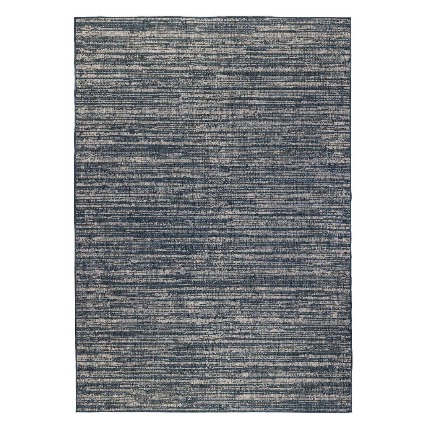 8' X 10' Gray and Blue Striped Stain Resistant Indoor Outdoor Area Rug