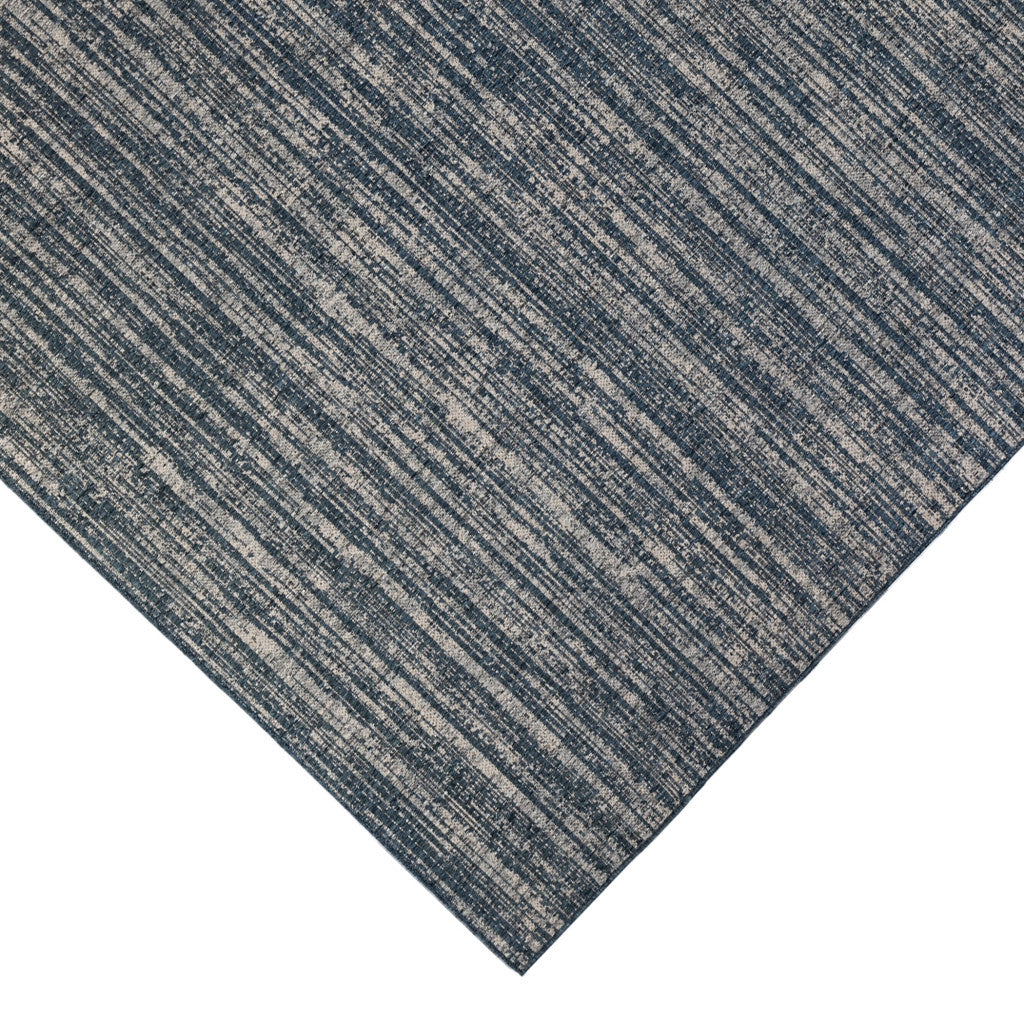 8' X 10' Gray and Blue Striped Stain Resistant Indoor Outdoor Area Rug