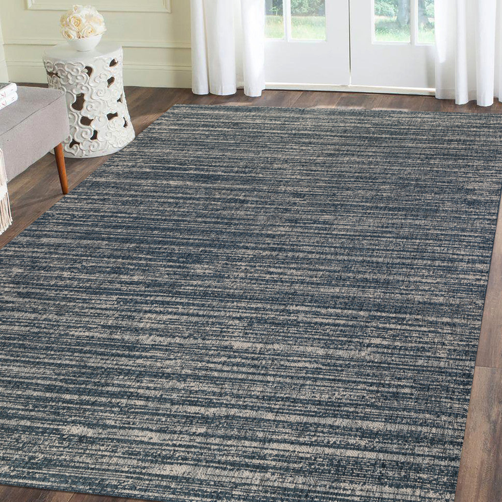 9' x 12' Brown and Ivory Striped Stain Resistant Indoor Outdoor Area Rug - FurniFindUSA