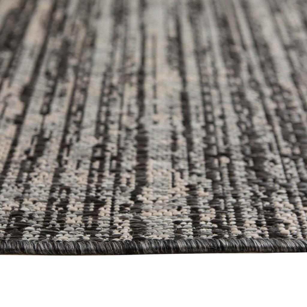 9' x 12' Brown and Ivory Striped Stain Resistant Indoor Outdoor Area Rug - FurniFindUSA