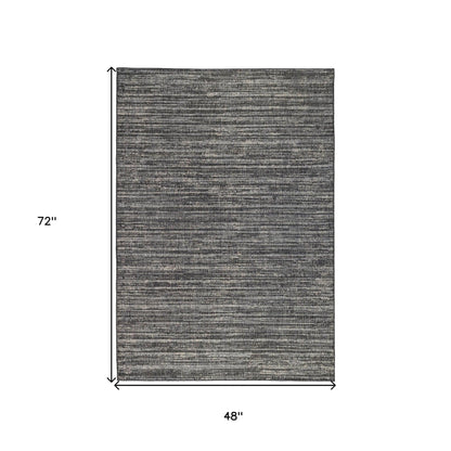 9' x 12' Brown and Ivory Striped Stain Resistant Indoor Outdoor Area Rug - FurniFindUSA