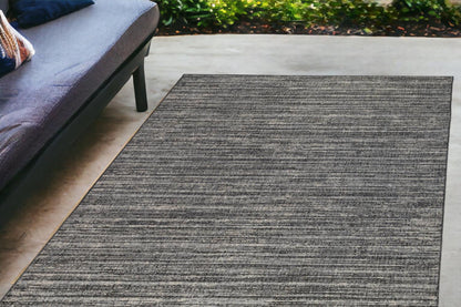 9' x 12' Brown and Ivory Striped Stain Resistant Indoor Outdoor Area Rug - FurniFindUSA