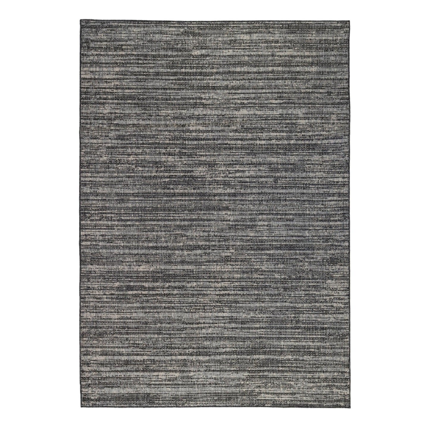 9' x 12' Brown and Ivory Striped Stain Resistant Indoor Outdoor Area Rug - FurniFindUSA