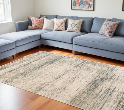 9' X 12' Gray and Ivory Abstract Power Loom Area Rug - 110.0" (H) x 146.0" (W) x 0.32" (D)