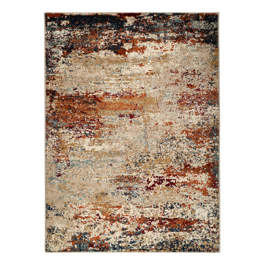 9' X 12' Orange and Black Abstract Power Loom Area Rug - 111.0" (H) x 144.0" (W) x 0.38" (D)