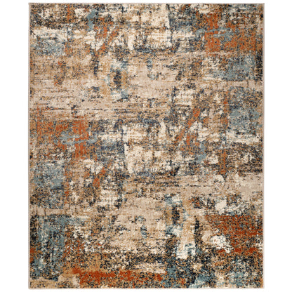 2' X 3' Tan Orange and Gray Abstract Power Loom Area Rug - 63.52" (L) x 63.52" (W) x 0.43" (H) FurniFindUSA