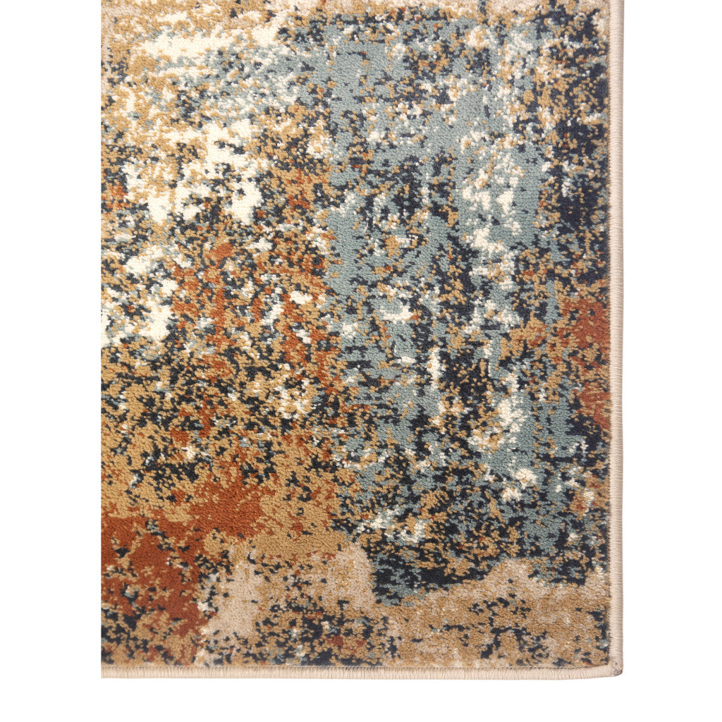 9' X 12' Tan Orange and Gray Abstract Power Loom Area Rug - 111.0" (H) x 144.0" (W) x 0.38" (D)