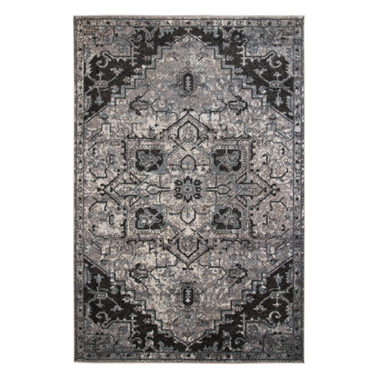 9' X 12' Black and Gray Medallion Power Loom Area Rug - 105.0" (H) x 141.0" (W) x 0.38" (D)