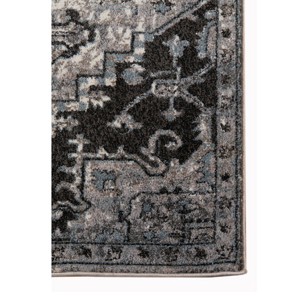 9' X 12' Black and Gray Medallion Power Loom Area Rug - 105.0" (H) x 141.0" (W) x 0.38" (D)