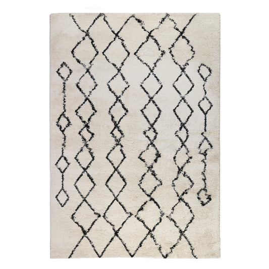 7' X 9' Black and Ivory Geometric Shag Area Rug - 90.0" (H) x 114.0" (W) x 1.8" (D)