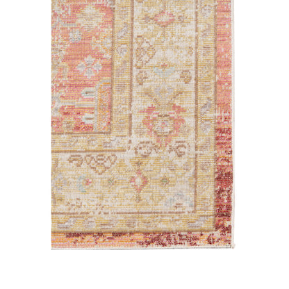 9' X 13' Salmon and Tan Floral Power Loom Area Rug - 108.0" (H) x 156.0" (W) x 0.08" (D)