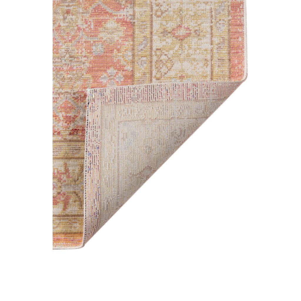 9' X 13' Salmon and Tan Floral Power Loom Area Rug - 108.0" (H) x 156.0" (W) x 0.08" (D)