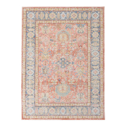 9' X 13' Blue Gold and Orange Floral Power Loom Area Rug