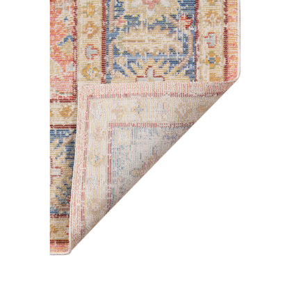 9' X 13' Blue Gold and Orange Floral Power Loom Area Rug