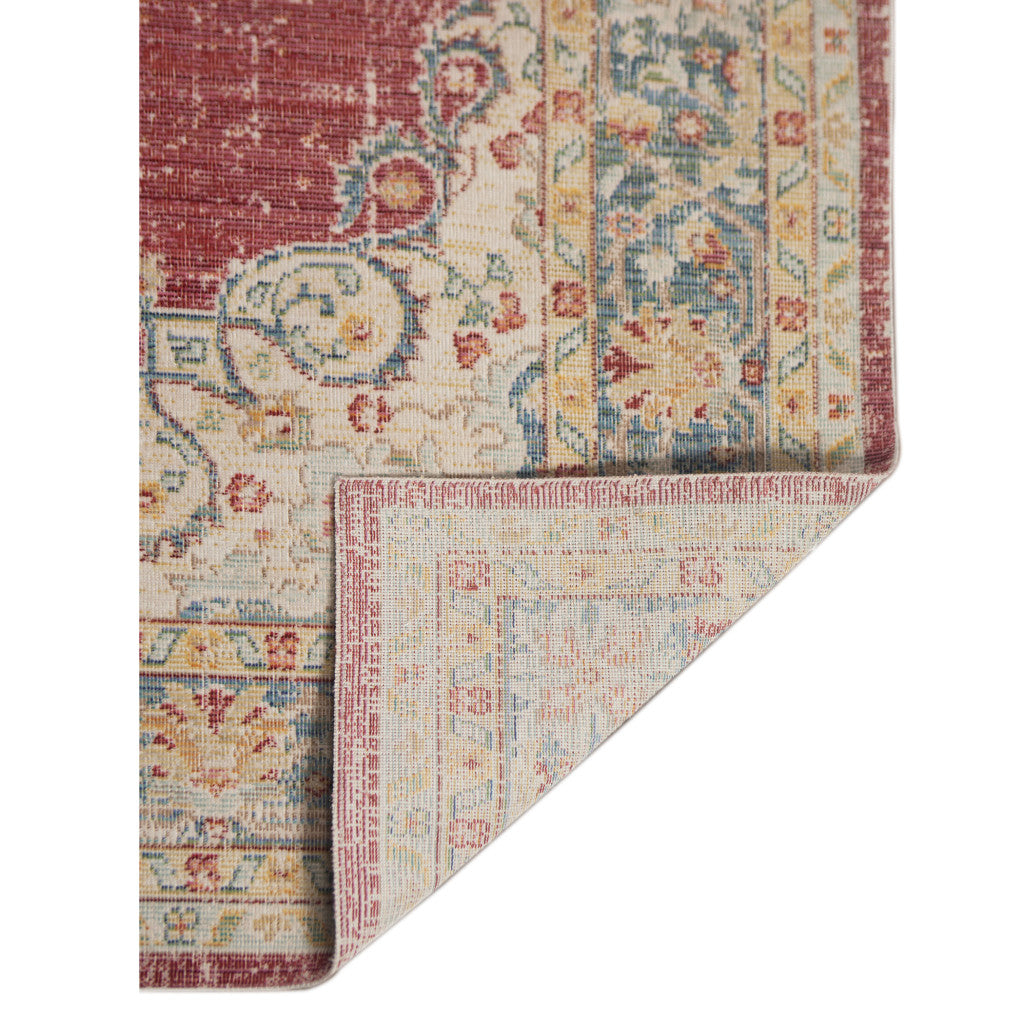 9' X 13' Orange Red and Gold Medallion Power Loom Area Rug - 108.0" (H) x 156.0" (W) x 0.08" (D)