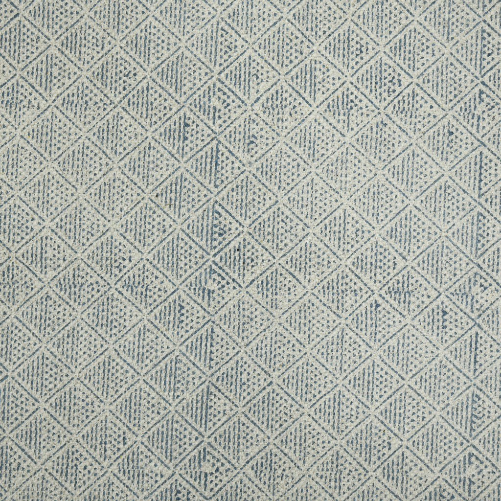 5' X 7' Blue Geometric Flatweave Handmade Distressed Area Rug With Fringe - 60.0" (H) x 90.0" (W) x 0.2" (D)