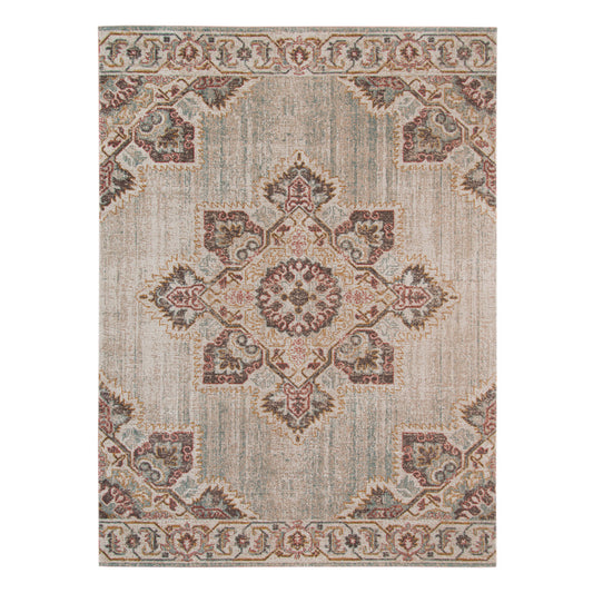 7' X 9' Beige and Rust Medallion Power Loom Area Rug - 90.0" (H) x 114.0" (W) x 0.15" (D)