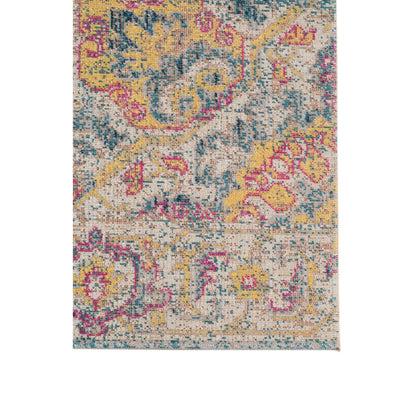 9' X 12' Yellow and Navy Medallion Power Loom Area Rug - 107.0" (H) x 143.0" (W) x 0.15" (D)