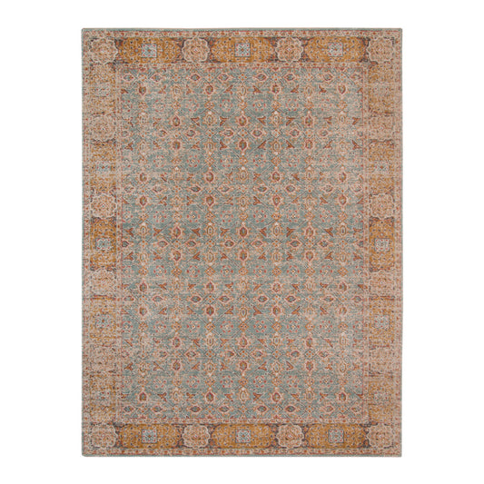 6' X 8' Teal Red and Orange Floral Power Loom Area Rug - 67.0" (H) x 90.0" (W) x 0.15" (D)