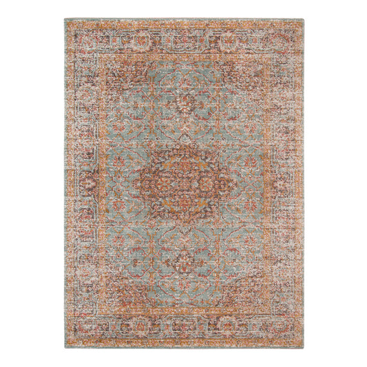 6' X 8' Teal Red and Orange Medallion Power Loom Area Rug - 67.0" (H) x 90.0" (W) x 0.15" (D)