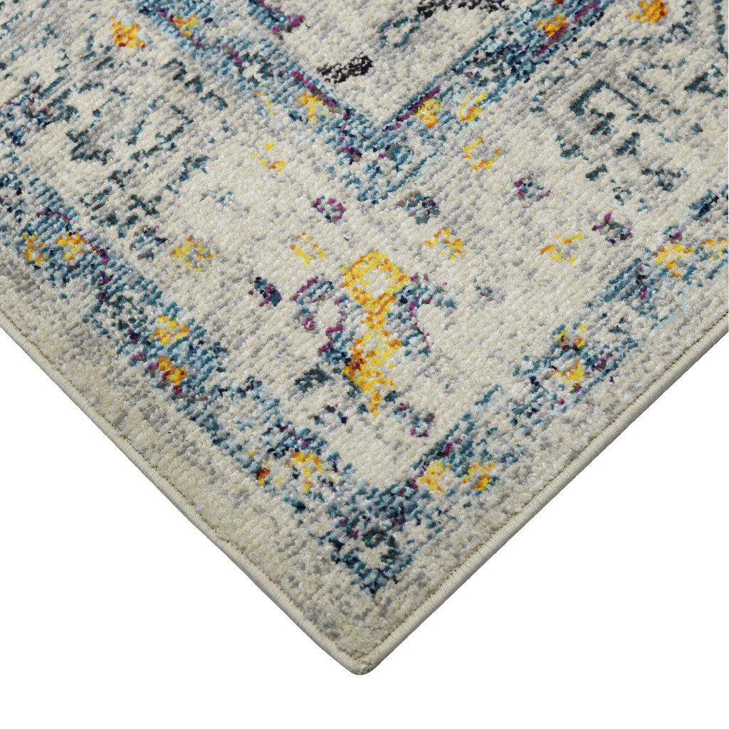 2' x 3' Yellow and Ivory Southwestern Stain Resistant Indoor Outdoor Area Rug - FurniFindUSA