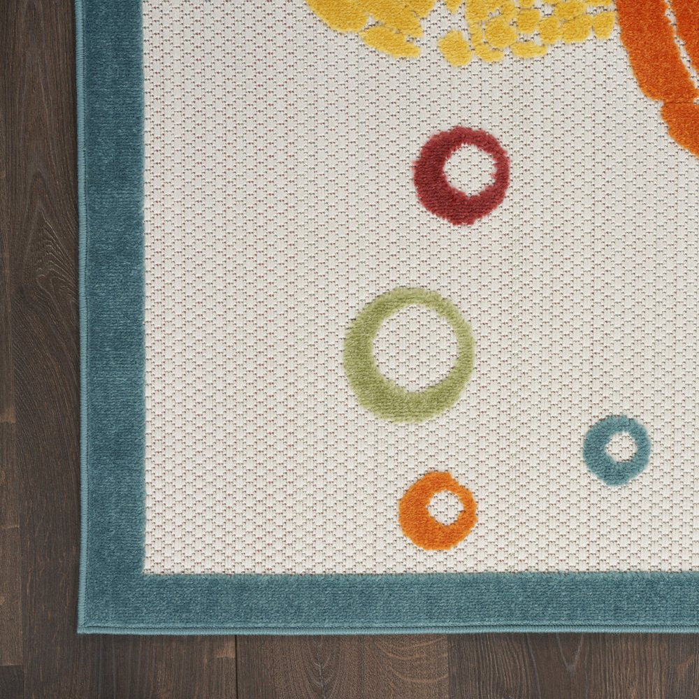 6' X 9' Teal And Orange Sea Turtle Indoor Outdoor Area Rug HomeRoots