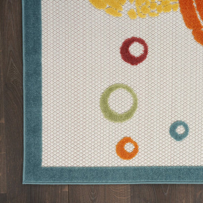 6' X 9' Teal And Orange Sea Turtle Indoor Outdoor Area Rug HomeRoots