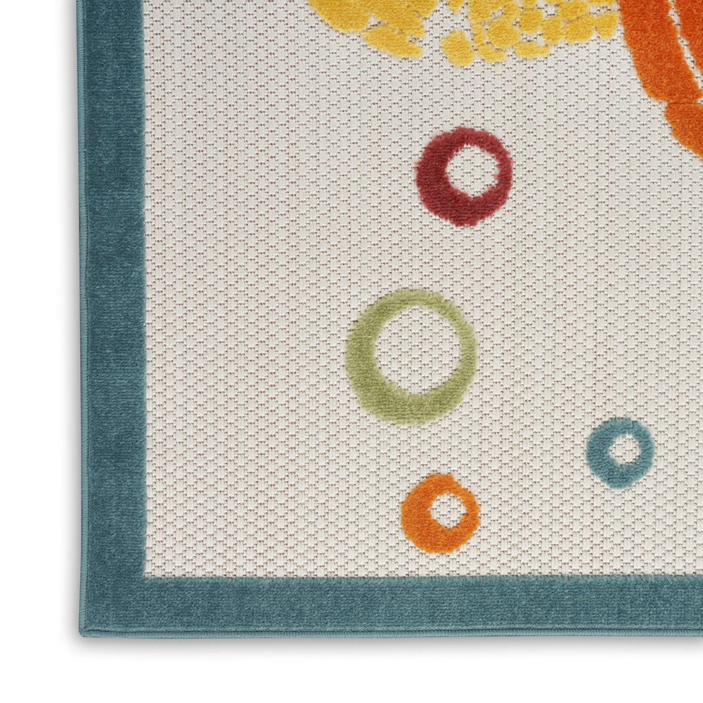 6' X 9' Teal And Orange Sea Turtle Indoor Outdoor Area Rug HomeRoots