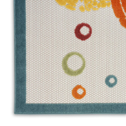 6' X 9' Teal And Orange Sea Turtle Indoor Outdoor Area Rug HomeRoots