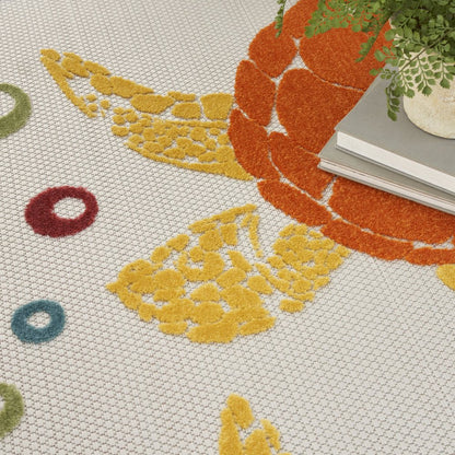 6' X 9' Teal And Orange Sea Turtle Indoor Outdoor Area Rug HomeRoots