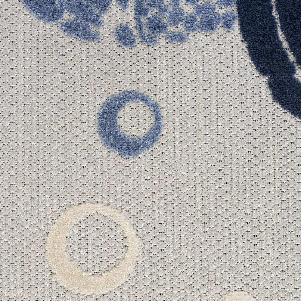5' Navy Blue And Light Blue Round Sea Turtle Indoor Outdoor Area Rug HomeRoots