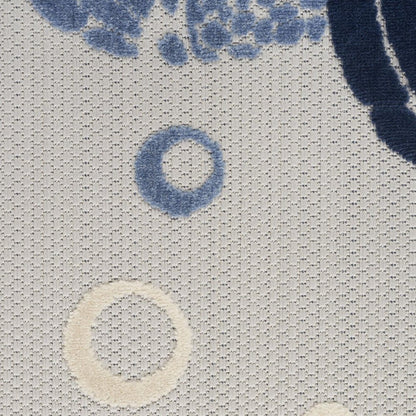 5' Navy Blue And Light Blue Round Sea Turtle Indoor Outdoor Area Rug HomeRoots