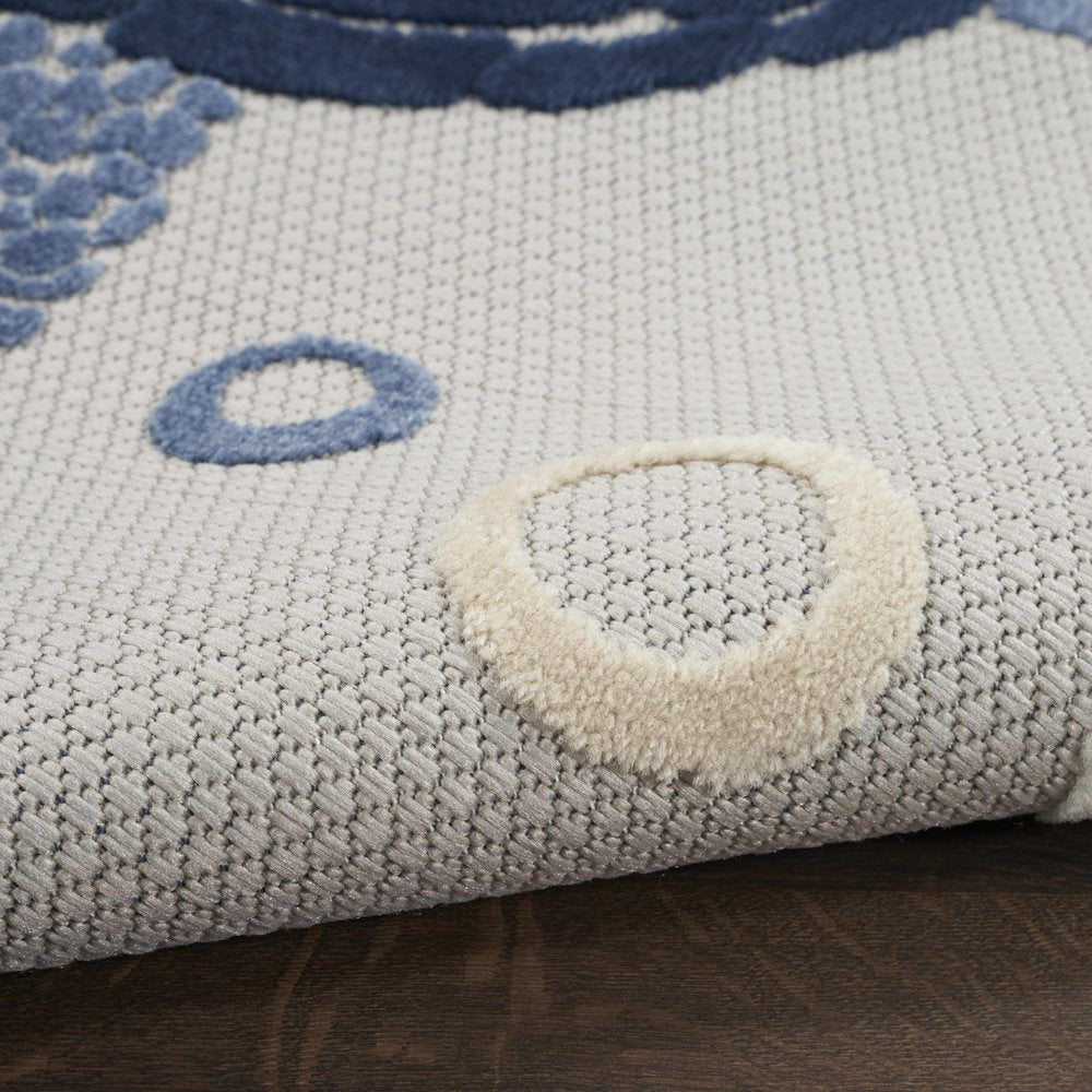 5' Navy Blue And Light Blue Round Sea Turtle Indoor Outdoor Area Rug HomeRoots
