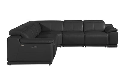 Black Italian Leather Modular L Shaped Five Piece Corner Sectional HomeRoots