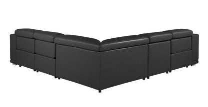 Black Italian Leather Modular L Shaped Five Piece Corner Sectional HomeRoots