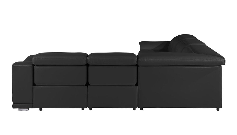 Black Italian Leather Modular L Shaped Five Piece Corner Sectional HomeRoots