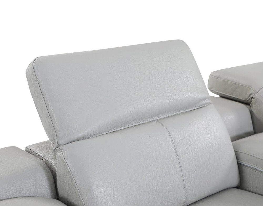 Light Gray Italian Leather Power Reclining U Shaped Five Piece Corner Sectional With Console HomeRoots