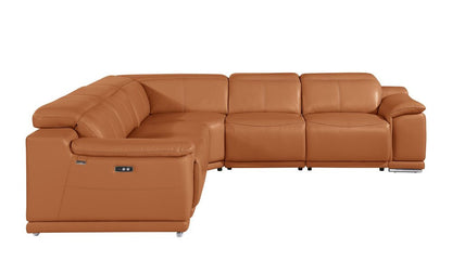 Camel Italian Leather Modular L Shaped Five Piece Corner Sectional HomeRoots