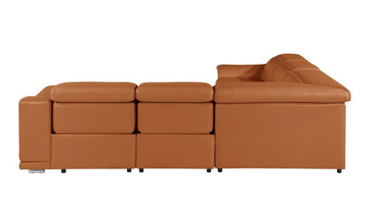 Camel Italian Leather Modular L Shaped Five Piece Corner Sectional HomeRoots