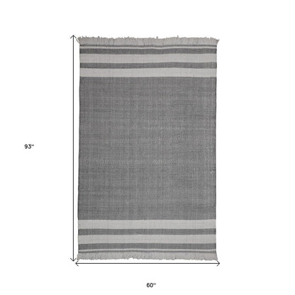8' X 10' Gray Striped Handmade Indoor Outdoor Area Rug