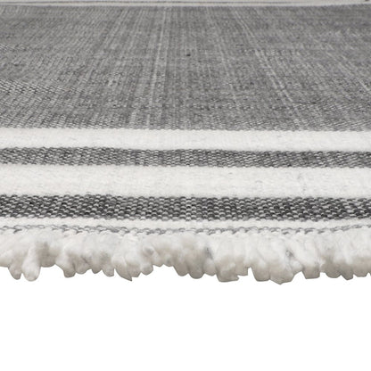 8' X 10' Gray Striped Handmade Indoor Outdoor Area Rug