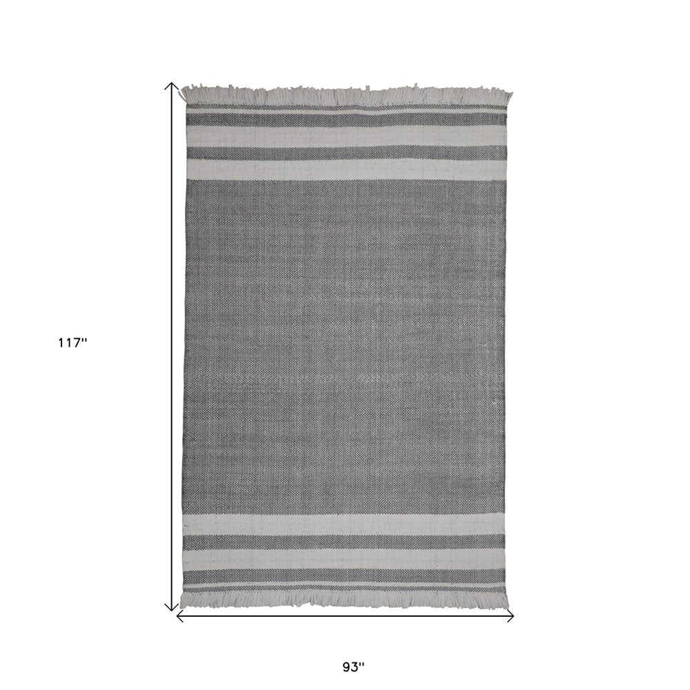 8' X 10' Blue Striped Handmade Stain Resistant Non Skid Indoor Outdoor Area Rug — view 15