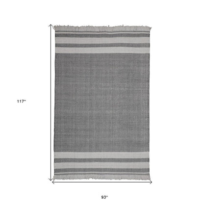 8' X 10' Blue Striped Handmade Stain Resistant Non Skid Indoor Outdoor Area Rug HomeRoots