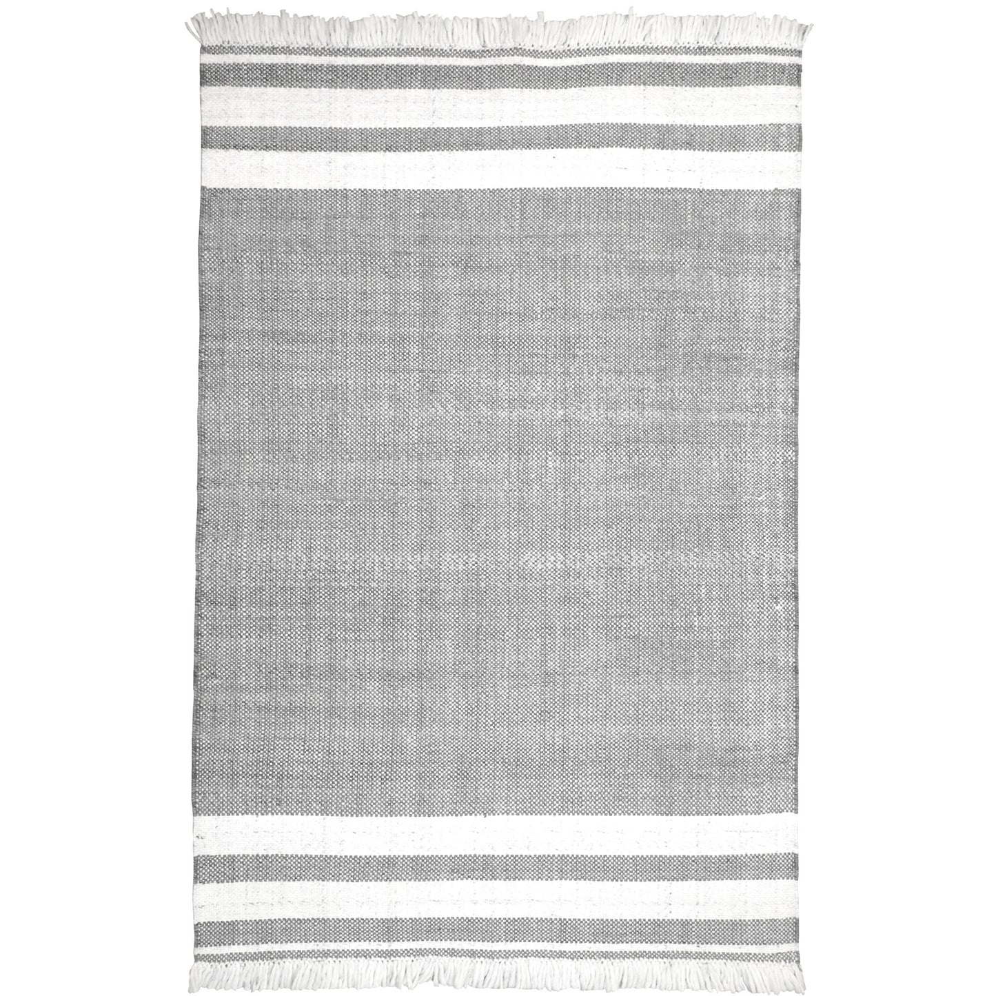 5' x 7' Gray Striped Handmade Stain Resistant Non Skid Indoor Outdoor Area Rug