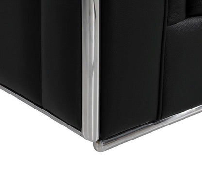 47" Black And Silver Top Grain Leather Club Chair HomeRoots