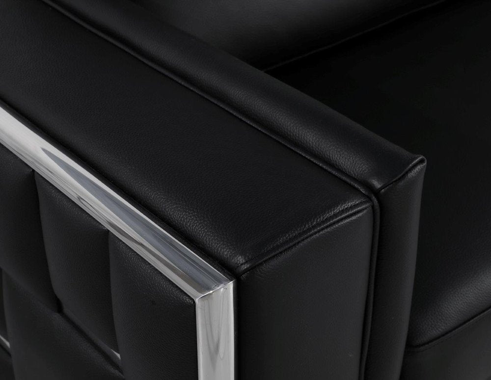 47" Black And Silver Top Grain Leather Club Chair HomeRoots