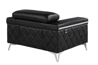 42" Black And Silver Top Grain Leather Club Chair HomeRoots